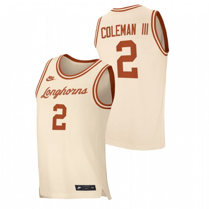 Texas Longhorns Retro Basketball Matt Coleman III Replica Jersey Cream Men