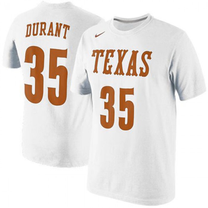 Texas Longhorns Kevin Durant Future Star Jersey Replica White T-Shirt