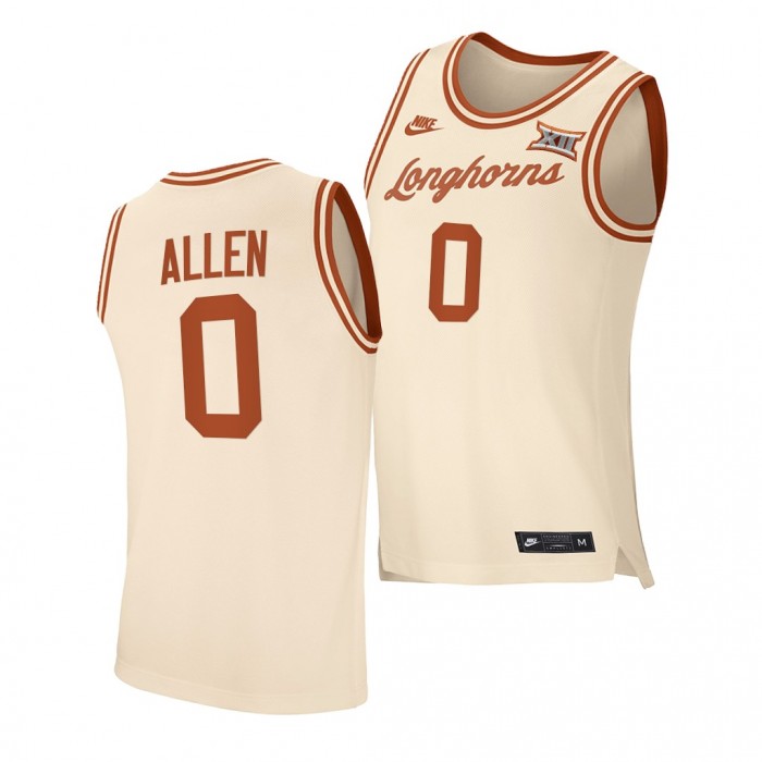 Texas Longhorns Timmy Allen #0 Cream College Basketball Jersey 2021 Transfer