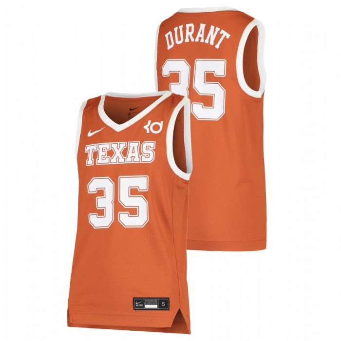 Texas Longhorns Replica Kevin Durant College Basketball Jersey Texas Orange Youth