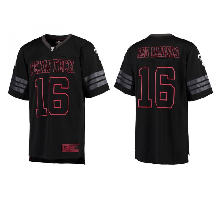 Texas Tech Red Raiders #16 Male Black College Colosseum Blackout Football Jersey