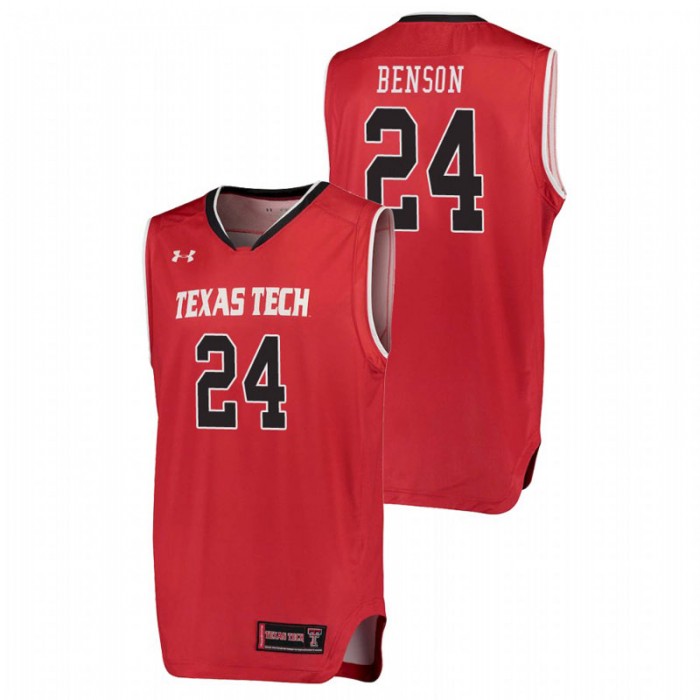 Texas Tech Red Raiders College Basketball Performance Red Avery Benson Replica Jersey For Men