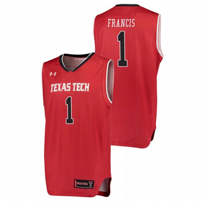Texas Tech Red Raiders College Basketball Performance Red Brandone Francis Replica Jersey For Men