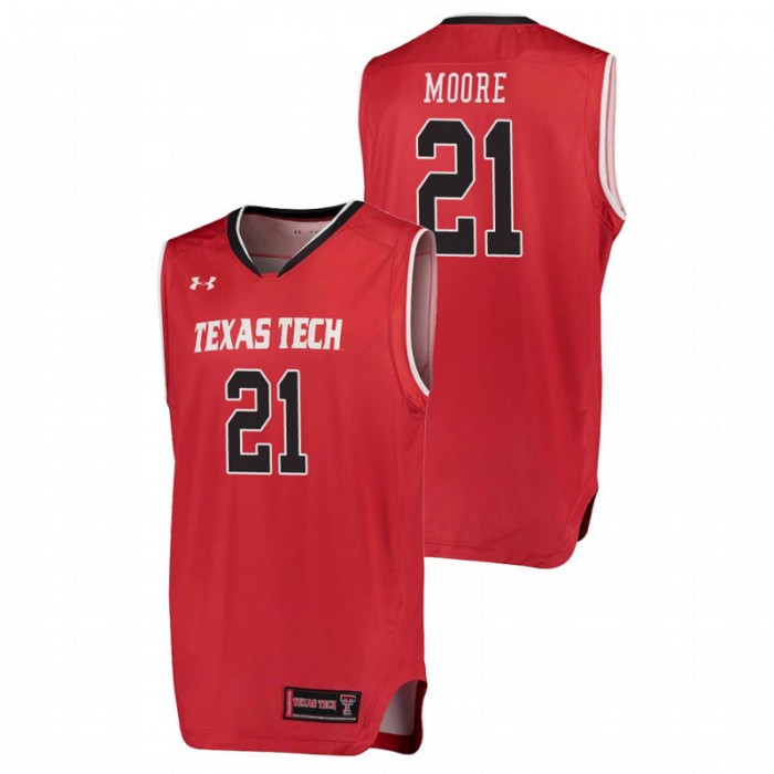 Texas Tech Red Raiders College Basketball Performance Red Khavon Moore Replica Jersey For Men