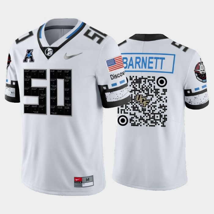 Patrick Barnett QR Codes UCF Knights #50 White Space Game Jersey