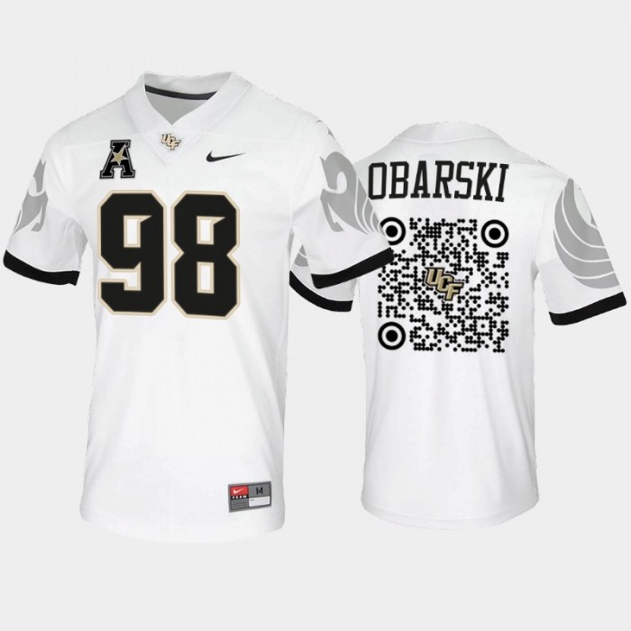 UCF Knights Daniel Obarski QR Codes Jersey #98 White 2022 Spring Game Uniform