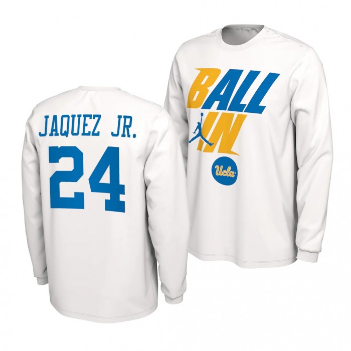 UCLA Bruins Jaime Jaquez Jr. 2022 NCAA March Madness 24 White Ball In Bench T-Shirt