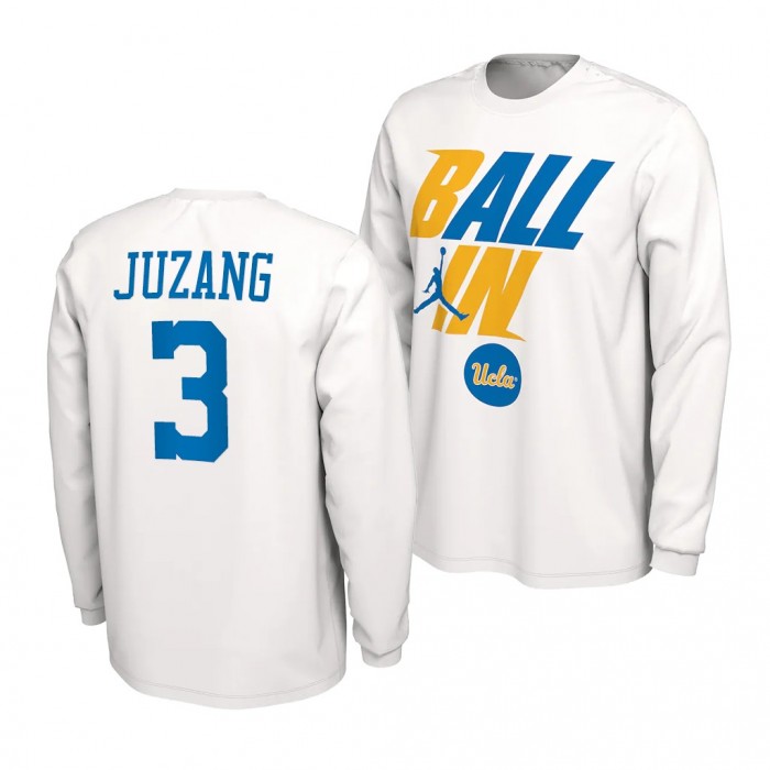 UCLA Bruins Johnny Juzang 2022 NCAA March Madness 3 White Ball In Bench T-Shirt