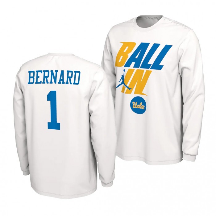 UCLA Bruins Jules Bernard 2022 NCAA March Madness 1 White Ball In Bench T-Shirt