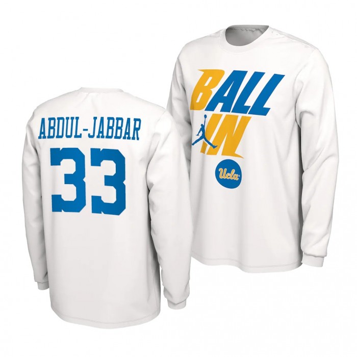 UCLA Bruins Kareem Abdul-Jabbar 2022 NCAA March Madness 33 White Alumni T-Shirt