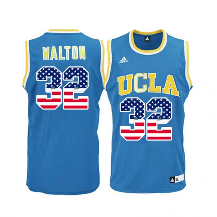 Male UCLA Bruins Bill Walton Blue National Flag Basketball Jersey