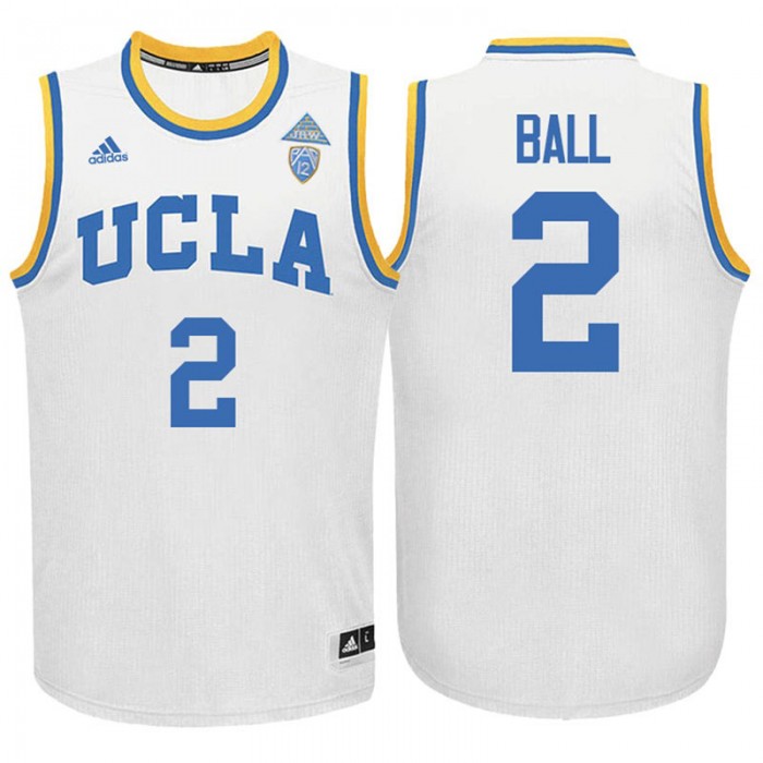 Male UCLA Bruins #2 Lonzo Ball White Pac-12 College Basketball Jersey