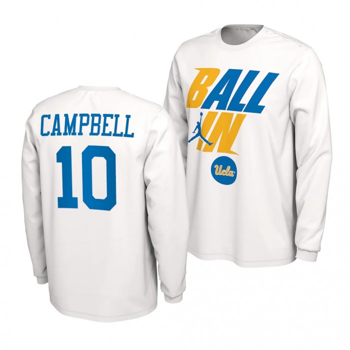 UCLA Bruins Tyger Campbell 2022 NCAA March Madness 10 White Ball In Bench T-Shirt