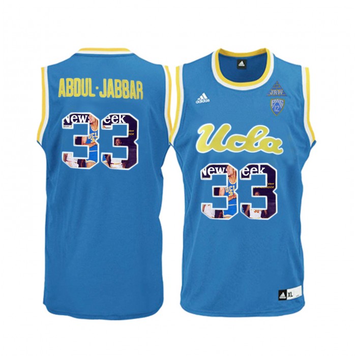 Male UCLA Bruins Kareem Abdul-Jabbar Blue Basketball Jersey With Player Pictorial PAC 12