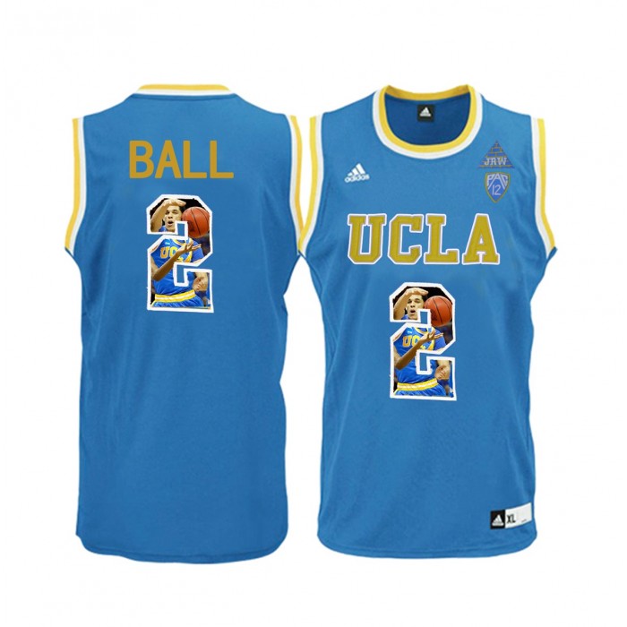 Male Lonzo Ball UCLA Bruins Player Pictorial Basketball Fashion Jersey Blue-4
