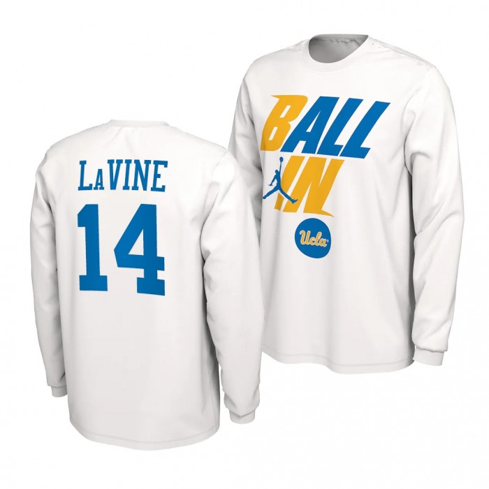 UCLA Bruins Zach LaVine 2022 NCAA March Madness 14 White Alumni T-Shirt