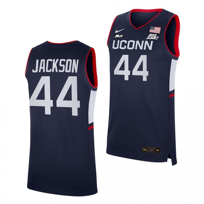 UConn Huskies Andre Jackson #44 Navy BLM Jersey 2021-22 College Basketball