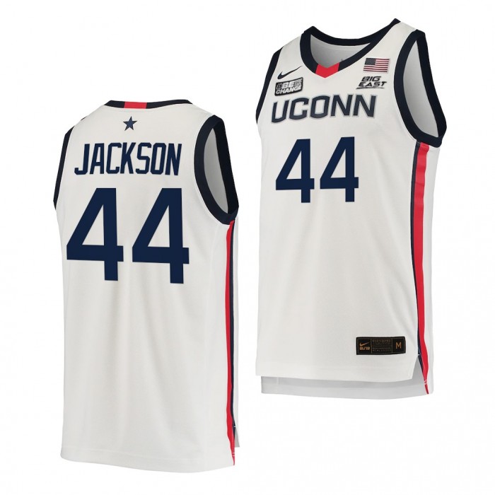 Andre Jackson #44 UConn Huskies 2021-22 College Basketball Replica White Jersey