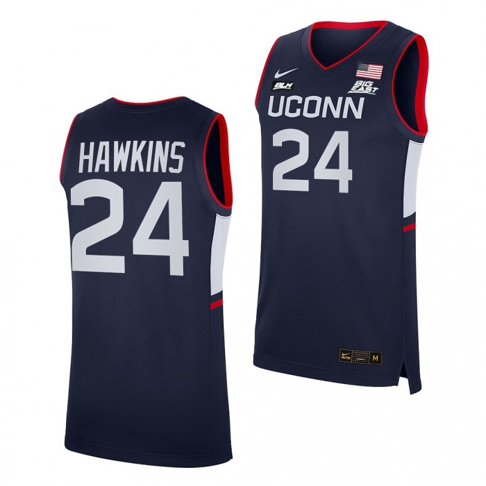 UConn Huskies Jordan Hawkins #24 Navy BLM Jersey 2021-22 College Basketball