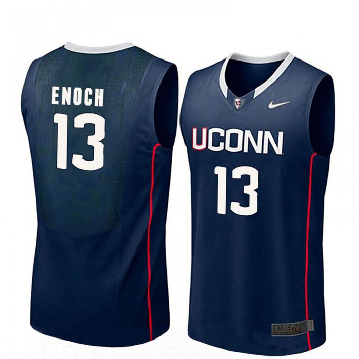 Male Steven Enoch UConn Huskies Navy NCAA Basketball Player Name And Number Jersey
