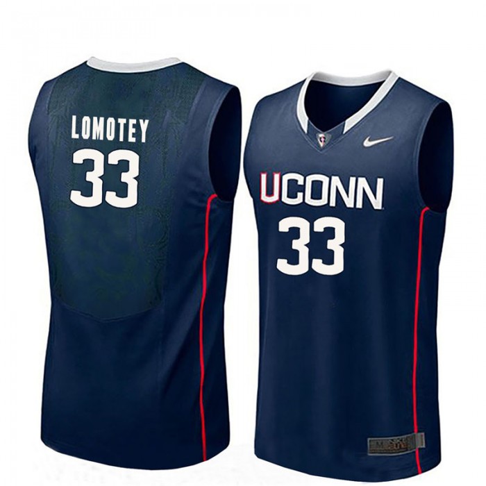 Male Restinel Lomotey UConn Huskies Navy NCAA Basketball Player Name And Number Jersey