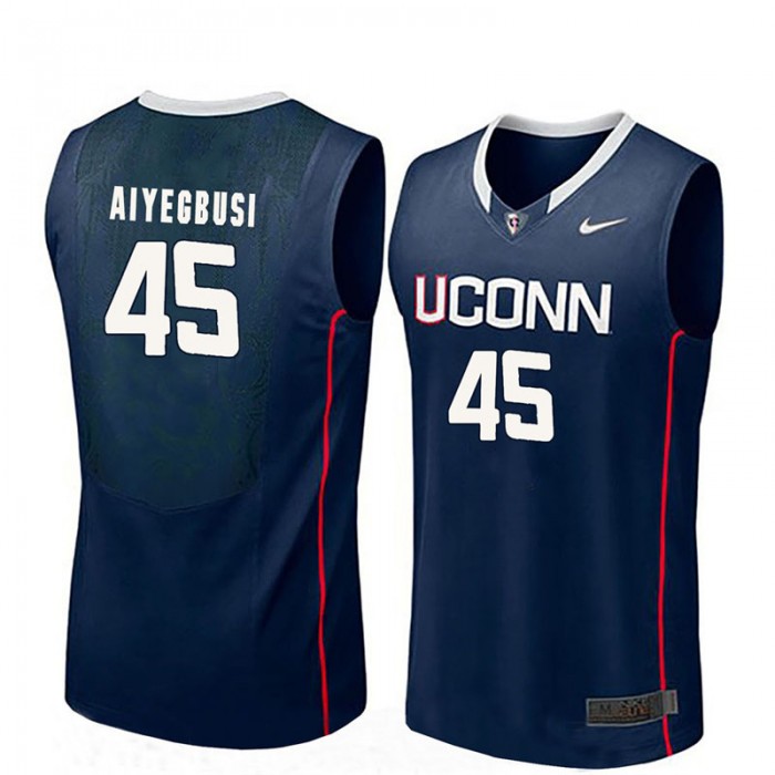 Male Omotayo Aiyegbusi UConn Huskies Navy NCAA Basketball Player Name And Number Jersey