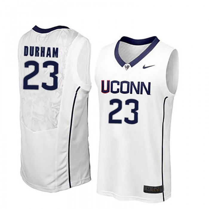 Male Juwan Durham UConn Huskies White NCAA Basketball Player Name And Number Jersey