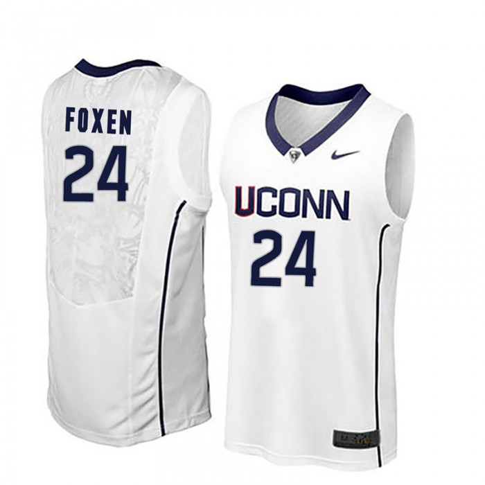 Male Christian Foxen UConn Huskies White NCAA Basketball Player Name And Number Jersey