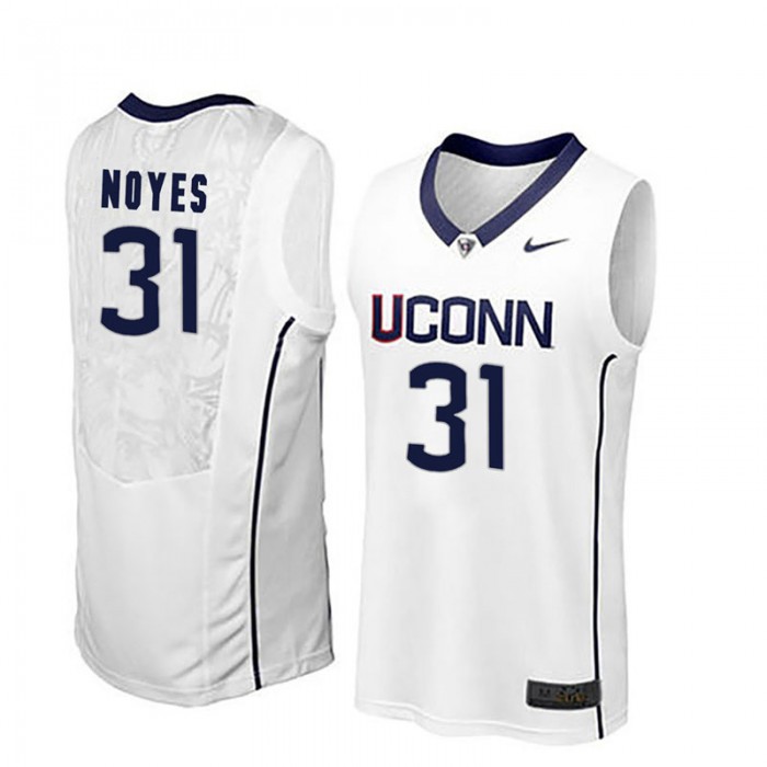 Male Mike Noyes UConn Huskies White NCAA Basketball Player Name And Number Jersey