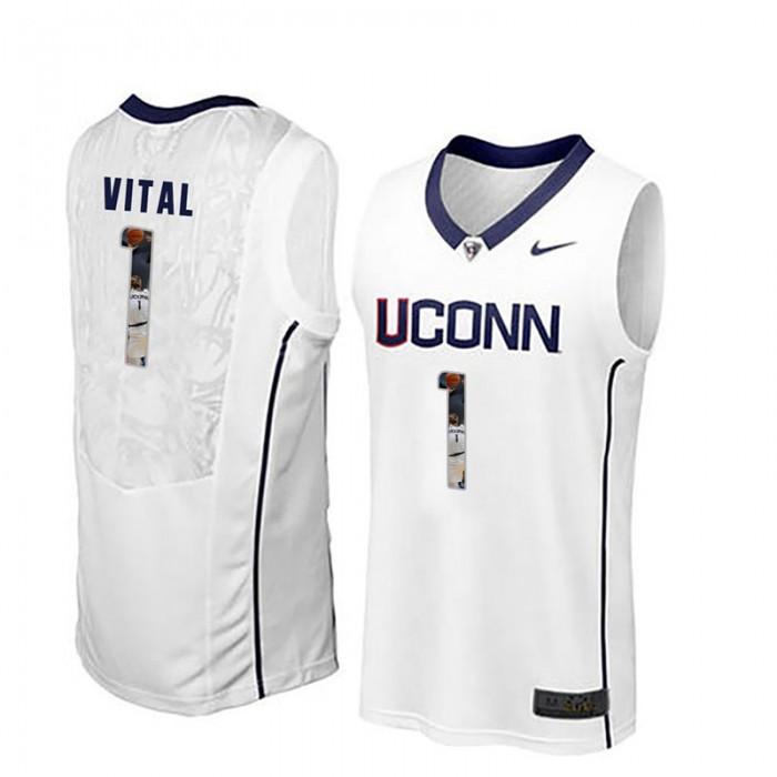 Male Uconn Huskies Basketball White College Christian Vital Jersey