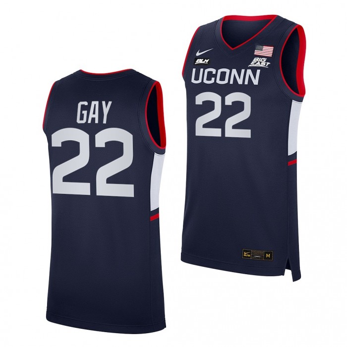 UConn Huskies Rudy Gay #22 Navy Alumni Jersey 2021-22 College Basketball
