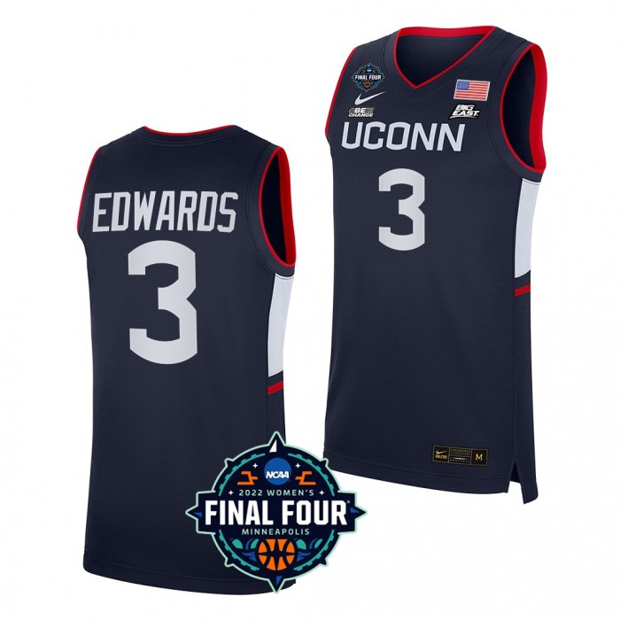 UConn Huskies #3 Aaliyah Edwards 2022 March Madness Final Four Navy NCAA Women's Basketball Jersey