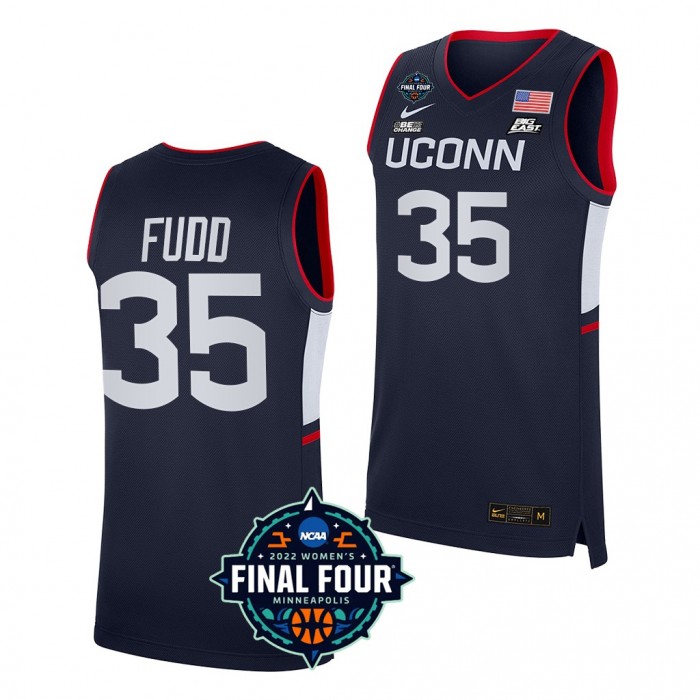 UConn Huskies #35 Azzi Fudd 2022 March Madness Final Four Navy NCAA Women's Basketball Jersey