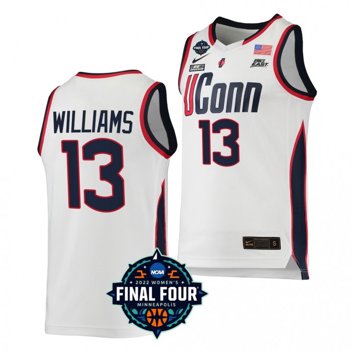 UConn Huskies #13 Christyn Williams 2022 March Madness Final Four White NCAA Women's Basketball Jersey
