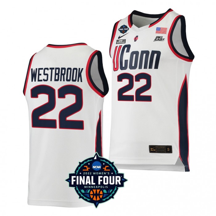 UConn Huskies #22 Evina Westbrook 2022 March Madness Final Four White NCAA Women's Basketball Jersey