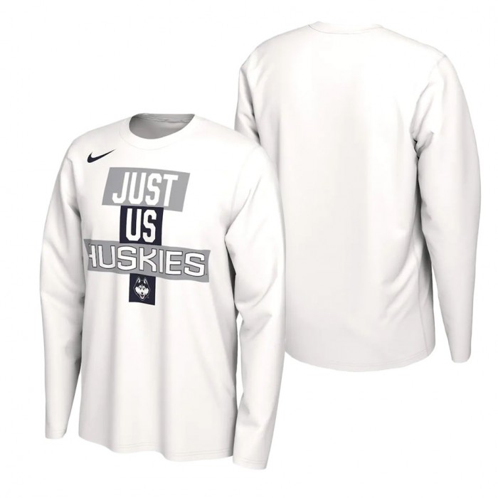 UConn Huskies Nike 2021 Postseason Basketball JUST US Bench Legend Long Sleeve T-Shirt White