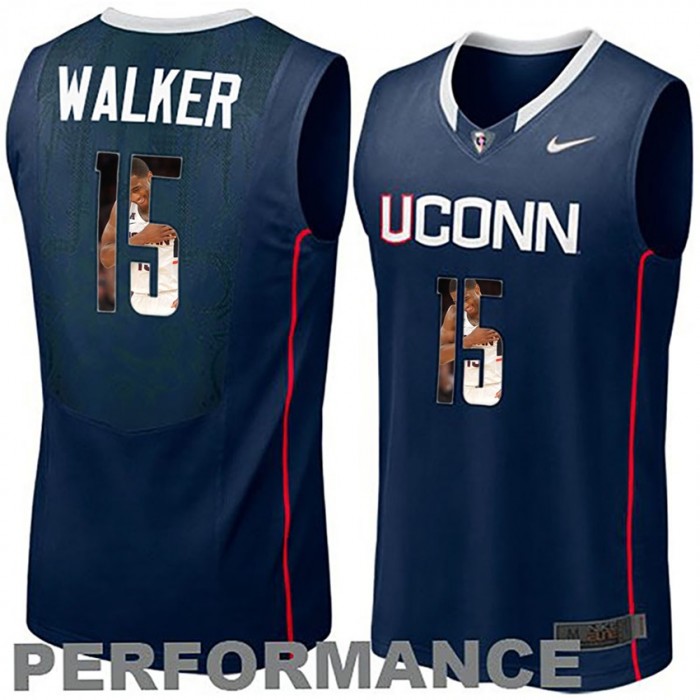 Uconn Huskies Kemba Walker Navy Blue NCAA College Basketball Player Portrait Fashion Jersey