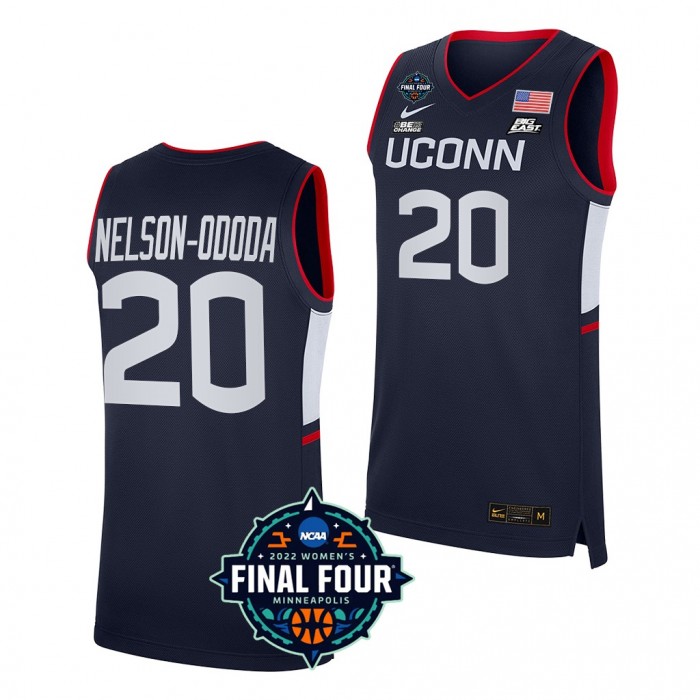 UConn Huskies #20 Olivia Nelson-Ododa 2022 March Madness Final Four Navy NCAA Women's Basketball Jersey