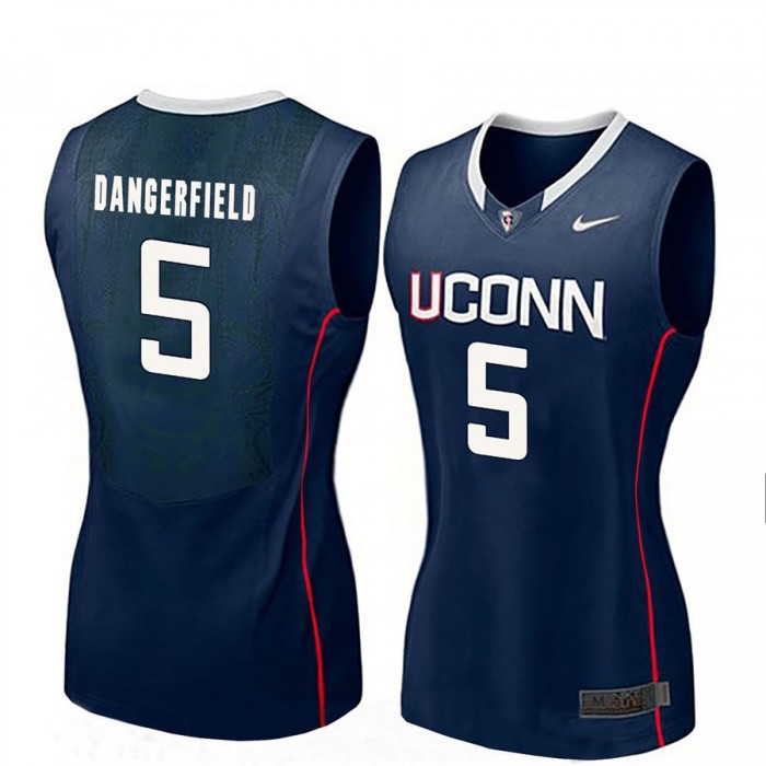 Women Crystal Dangerfield UConn Huskies Navy NCAA Basketball Player Name And Number Jersey