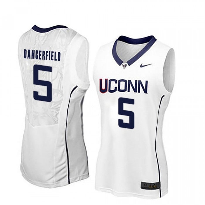 Women Crystal Dangerfield UConn Huskies White NCAA Basketball Player Name And Number Jersey