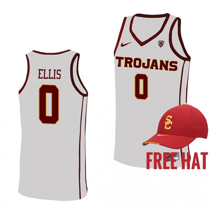 Boogie Ellis Jersey USC Trojans 2021-22 College Basketball Free Hat Jersey-White