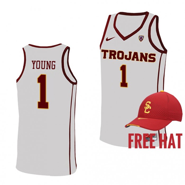 Chevez Goodwin Jersey USC Trojans 2021-22 College Basketball Free Hat Jersey-White