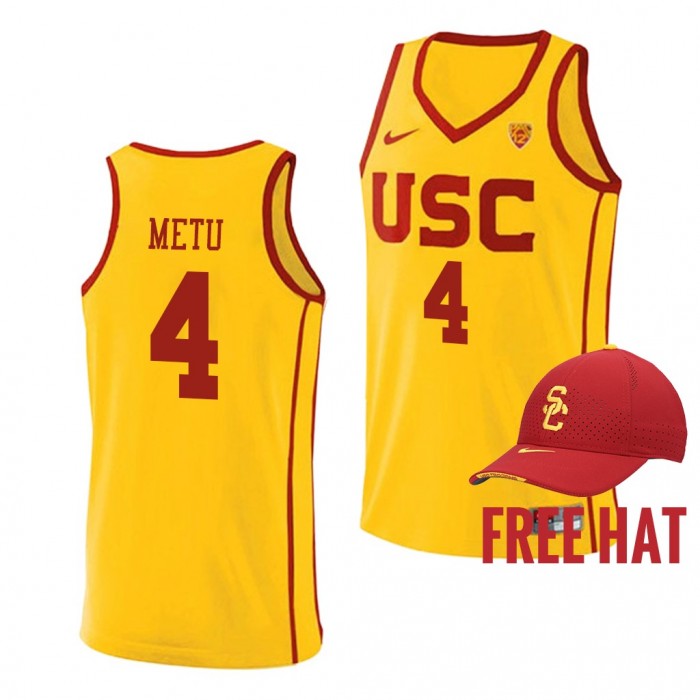 USC Trojans Chimezie Metu Yellow College Basketball Jersey Free Hat