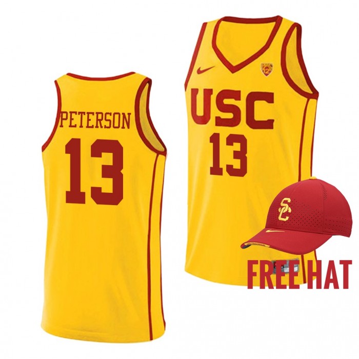 USC Trojans Drew Peterson Yellow College Basketball Jersey Free Hat
