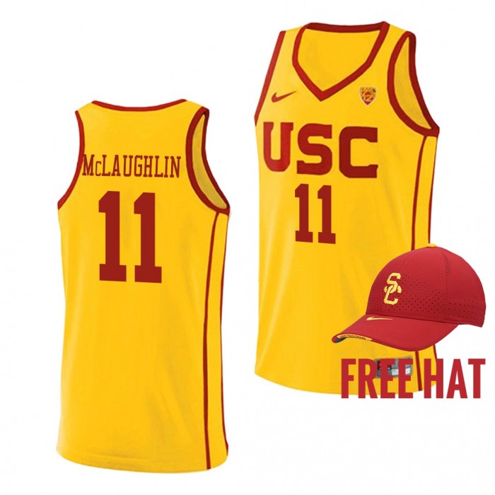 USC Trojans Jordan McLaughlin Yellow College Basketball Jersey Free Hat