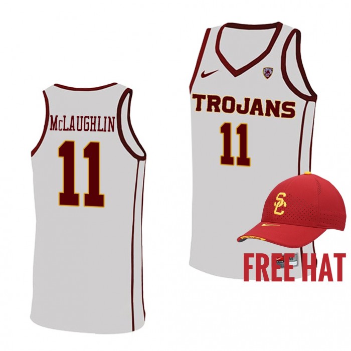 Jordan McLaughlin Jersey USC Trojans College Basketball Free Hat Jersey-White