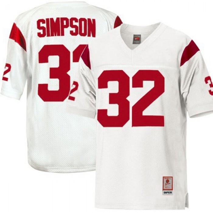USC Trojans #32 O.J. Simpson White Football For Men Jersey