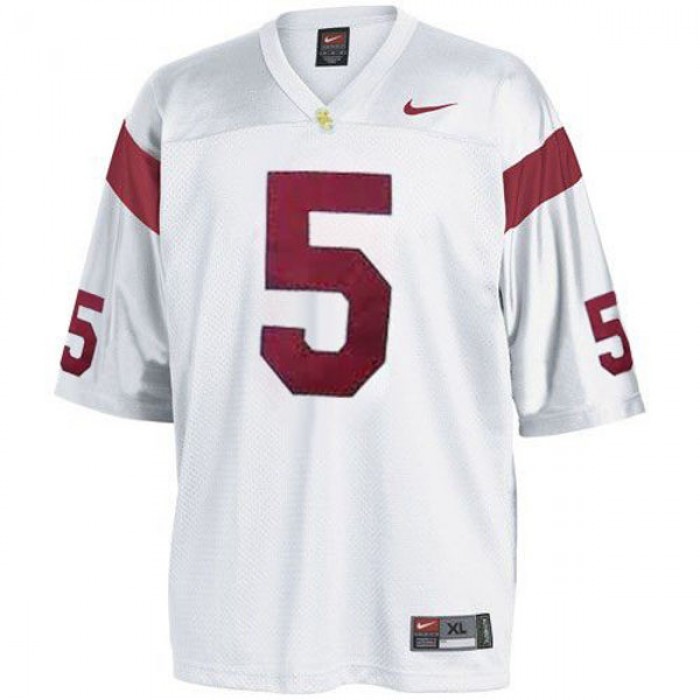 USC Trojans #5 Reggie Bush White Football For Men Jersey