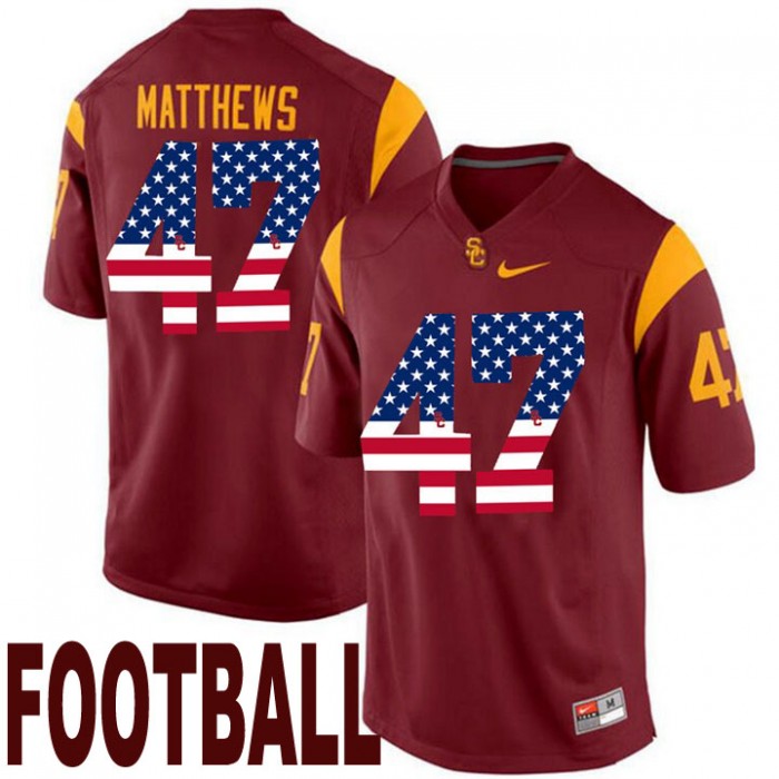 USC Trojans #47 Clay Matthews Maroon USA Flag College Football Fashion Jersey