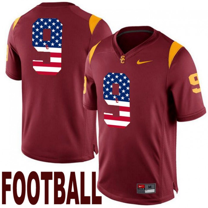 USC Trojans #9 JuJu Smith-Schuster Maroon USA Flag College Football Fashion Jersey